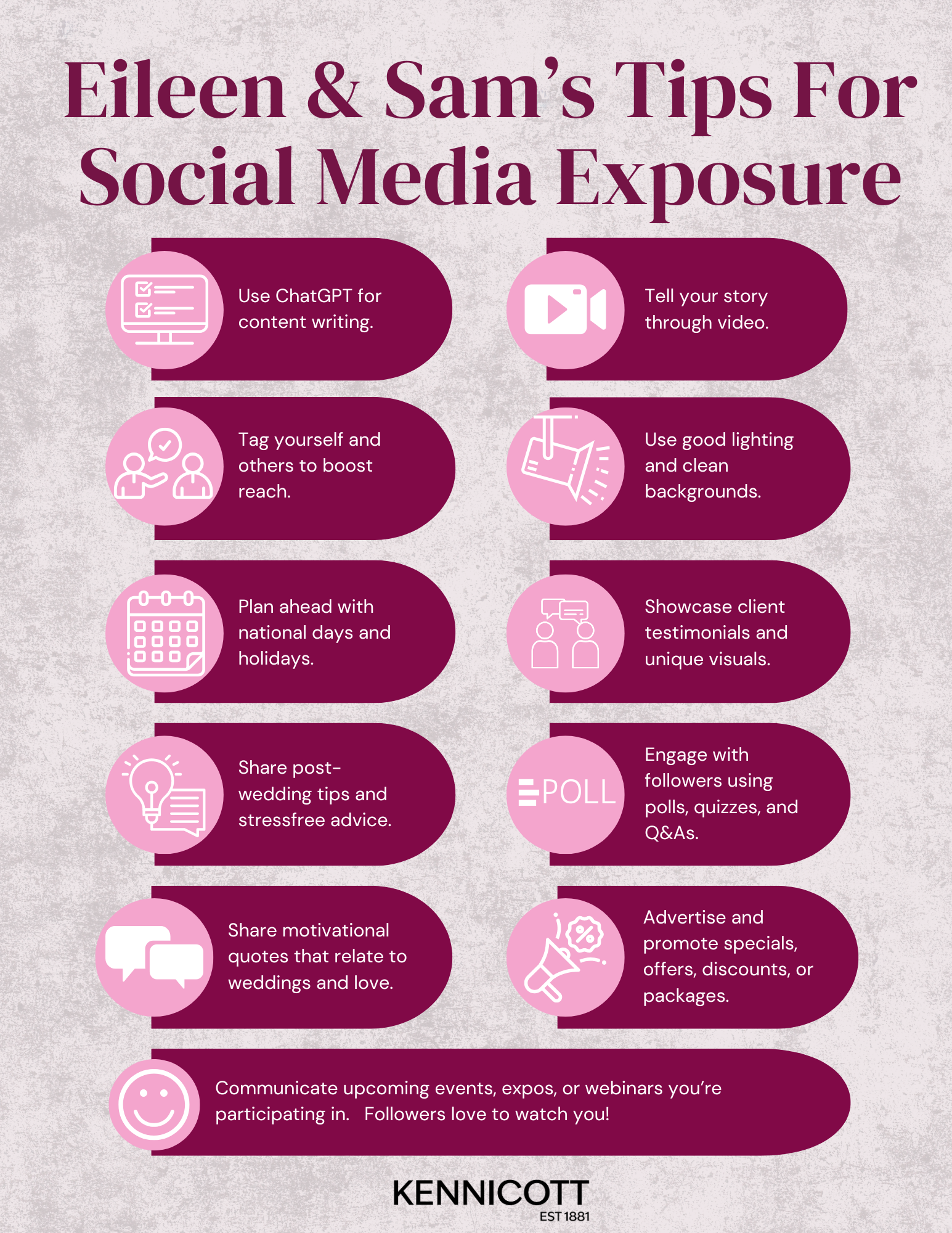 Eileen & Sam’s Tips For Social Media Exposure